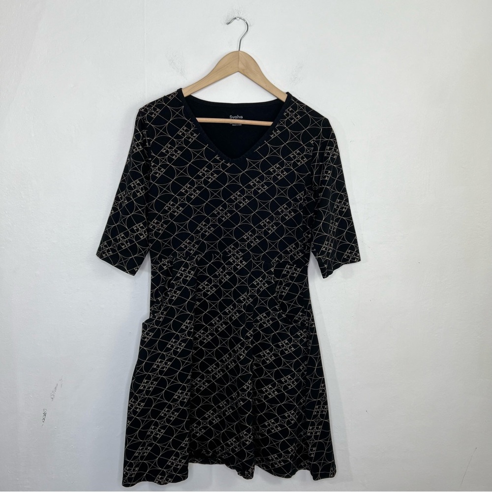 Svaha Golden Ratio Math Geometry Fit Flare Dress Pockets Organic Cotton Size 10
